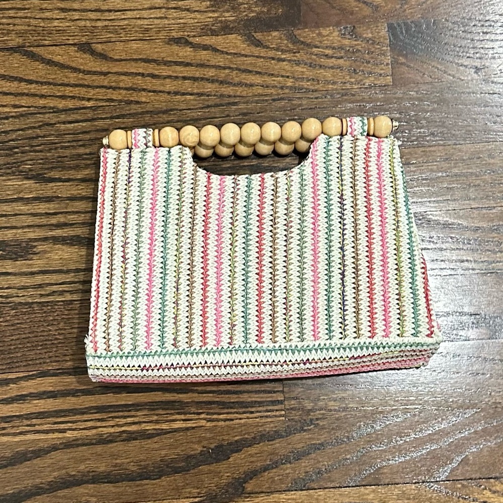 Savannah Cork Handwoven Handbag with Beaded Handle